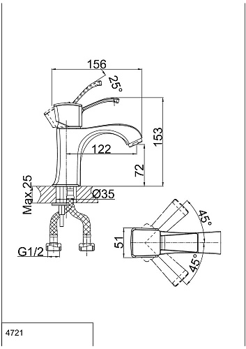 Смеситель для раковины D&K Rhein Bach DA1472101 Смеситель для раковины D&K Rhein Bach DA1472101