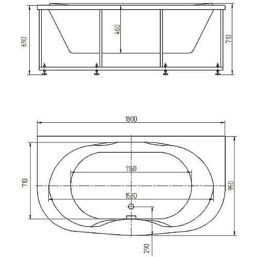 Акриловая ванна Aquatek Мелисса пустая с фронтальным экраном вклеенный каркас MEL180-0000031 Акриловая ванна Aquatek Мелисса пустая с фронтальным экраном вклеенный каркас MEL180-0000031