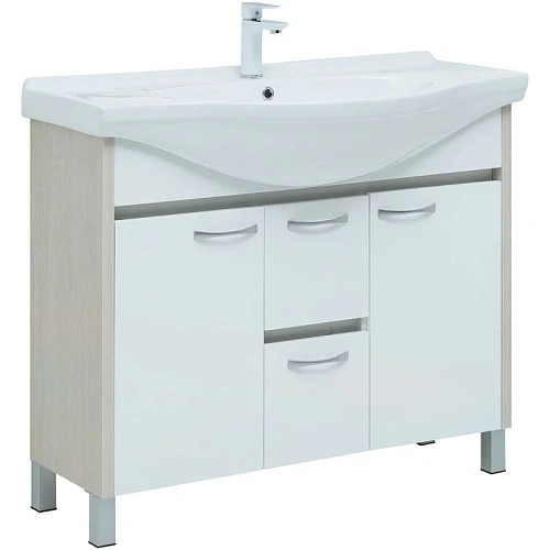 Тумба под раковину Aquanet Донна 100 белый дуб/белый (2 дверцы, 2 ящика) 00274164 Тумба под раковину Aquanet Донна 100 белый дуб/белый (2 дверцы, 2 ящика) 00274164