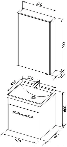 Комплект мебели Aquanet Августа 58 белый 00225249 Комплект мебели Aquanet Августа 58 белый 00225249