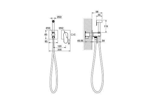 Гигиенический душ Aquatek ОБЕРОН AQ1220CR Хром, встраиваемый Гигиенический душ Aquatek ОБЕРОН AQ1220CR Хром, встраиваемый