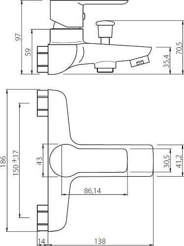 Смеситель для ванны Damixa HFSS10000 Смеситель для ванны Damixa HFSS10000