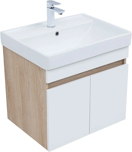 Тумба под раковину Aquanet Оптима 60 00344799 дуб светлый/белый сатин Тумба под раковину Aquanet Оптима 60 00344799 дуб светлый/белый сатин