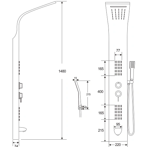 Душевая панель Ceruttispa VIRGINIA MW CT9982 из нержавеющей стали с форсунками, белый мрамор Душевая панель Ceruttispa VIRGINIA MW CT9982 из нержавеющей стали с форсунками, белый мрамор
