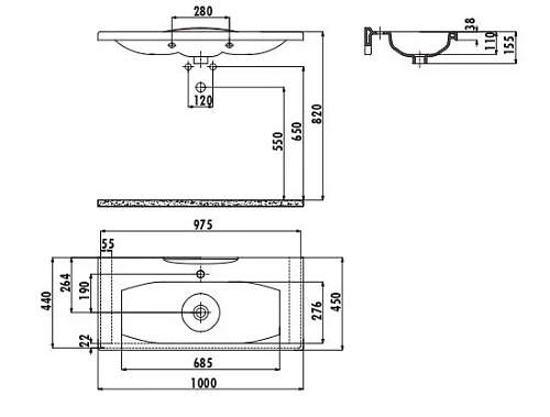 Раковина Creavit Luna LN200-00CB00E-0000 белая 100 см Раковина Creavit Luna LN200-00CB00E-0000 белая 100 см