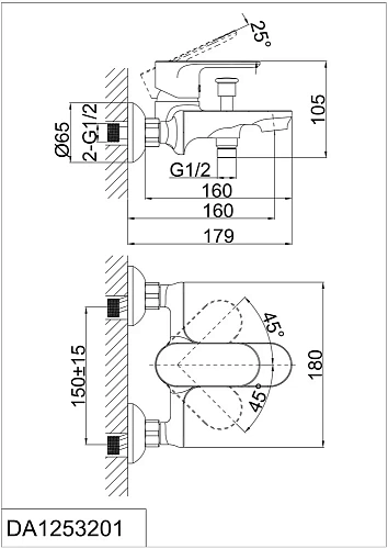 Смеситель для ванны D&K Durer Bayern DA1253201 Смеситель для ванны D&K Durer Bayern DA1253201