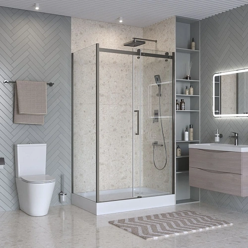 Душевой уголок BelBagno MARINO-2-AH-1-130/80-C-GM 130x80 см, профиль оружейная сталь, стекло прозрачное Душевой уголок BelBagno MARINO-2-AH-1-130/80-C-GM 130x80 см, профиль оружейная сталь, стекло прозрачное