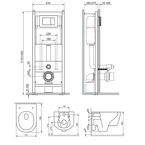 Комплект унитаза Damixa Jupiter DX77.IS10151.1700 с инсталляцией, сиденьем микролифт и клавишей смыв Комплект унитаза Damixa Jupiter DX77.IS10151.1700 с инсталляцией, сиденьем микролифт и клавишей смыв