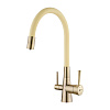 Картинка анонса товара «смеситель для кухни lemark comfort lm3075b-beige с гибким изливом, с подключением к фильтру, бронза/бежевый»