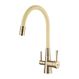 Детальная картинка товара «смеситель для кухни lemark comfort lm3075b-beige с гибким изливом, с подключением к фильтру, бронза/бежевый»