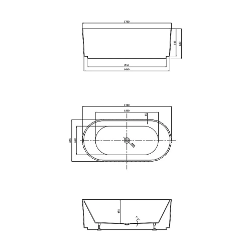 Акриловая ванна Vincea VBT-426-1700MW 1700x800x580 акриловая, белый матовый, слив-перелив в комплект Акриловая ванна Vincea VBT-426-1700MW 1700x800x580 акриловая, белый матовый, слив-перелив в комплект