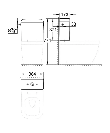 Бачок для унитаза GROHE Euro Ceramic, подводка сбоку, альпин-белый (39333000) Бачок для унитаза GROHE Euro Ceramic, подводка сбоку, альпин-белый (39333000)
