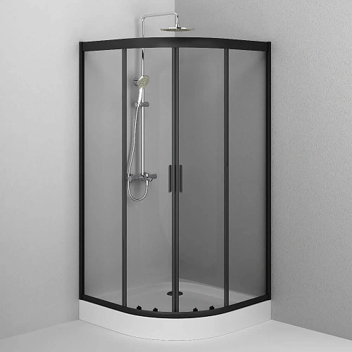 Душевой уголок AM.PM Gem W90G-401-100BT четверть круга 100x100 стекло прозрачное, профиль черный матовый Душевой уголок AM.PM Gem W90G-401-100BT четверть круга 100x100 стекло прозрачное, профиль черный матовый