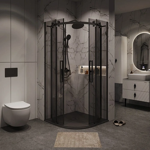 Душевой уголок GROSSMAN Classic 301.K33.04.9090.21.10 (90x90x195) полукруг,раздвижн,черн.матов,стекло тониров Душевой уголок GROSSMAN Classic 301.K33.04.9090.21.10 (90x90x195) полукруг,раздвижн,черн.матов,стекло тониров