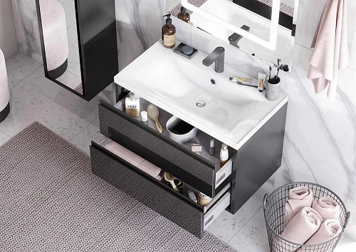 Тумба под раковину Aquaton Римини 80 черный глянец 1A226701RN950 NEW Тумба под раковину Aquaton Римини 80 черный глянец 1A226701RN950 NEW