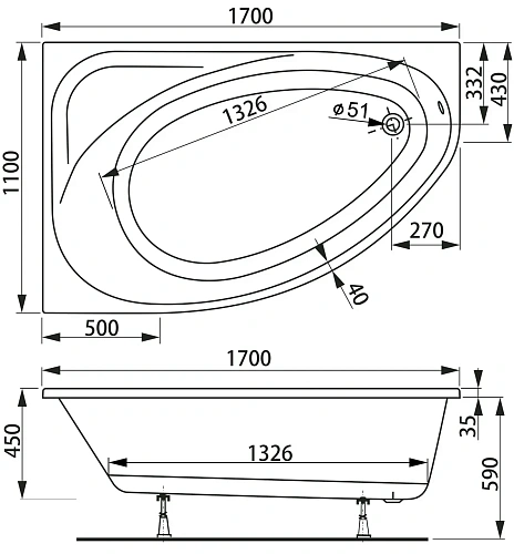 Акриловая ванна VAGNERPLAST HAPI 170x110 Left VPBA170HAP3LX-04 Акриловая ванна VAGNERPLAST HAPI 170x110 Left VPBA170HAP3LX-04