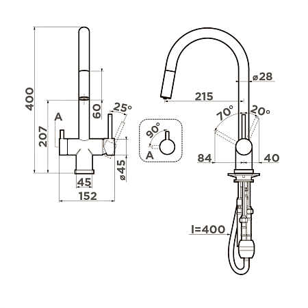 Смеситель для кухни Omoikiri Akita-S-GB 4994359 Смеситель для кухни Omoikiri Akita-S-GB 4994359