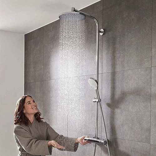 Душевая система hansgrohe Crometta S 240 1jet Showerpipe с термостатом, хром 27267000 Душевая система hansgrohe Crometta S 240 1jet Showerpipe с термостатом, хром 27267000