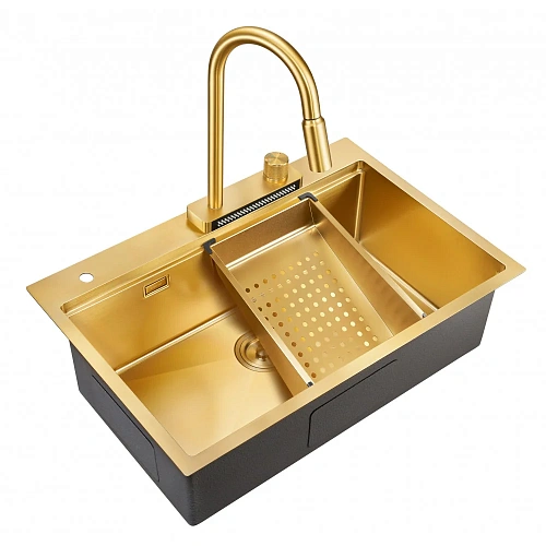 Кухонная мойка Milacio Denia 75 Steel (MC.77428) золото Кухонная мойка Milacio Denia 75 Steel (MC.77428) золото