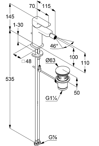 Смеситель для биде Kludi RENON 42216N075 брашированное золото Смеситель для биде Kludi RENON 42216N075 брашированное золото