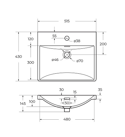Раковина BelBagno BB-8076-3-50 510x430 Раковина BelBagno BB-8076-3-50 510x430