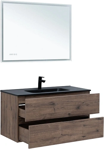 Тумба под раковину Aquanet Алвита New 100 2 ящика, дуб веллингтон табак 00334188 подвесная Тумба под раковину Aquanet Алвита New 100 2 ящика, дуб веллингтон табак 00334188 подвесная