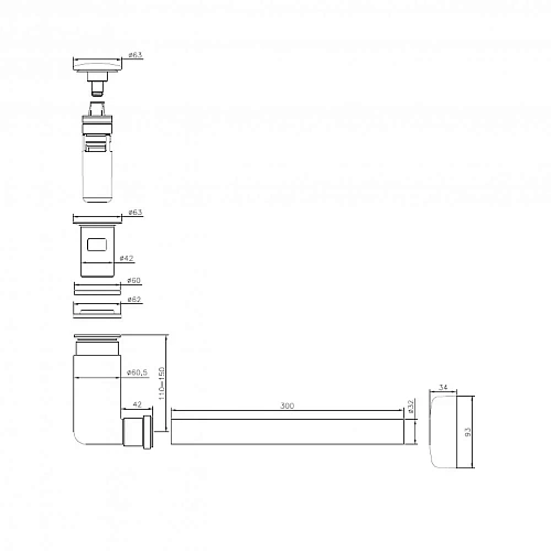 Донный клапан Villeroy & Boch 92198800 нажимной с сифоном EasyAccess Донный клапан Villeroy & Boch 92198800 нажимной с сифоном EasyAccess