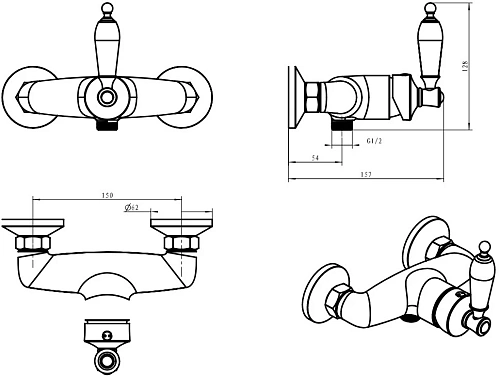Смеситель для душа Boheme VOGUE CRYSTAL 214-CRST Смеситель для душа Boheme VOGUE CRYSTAL 214-CRST