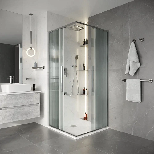 Душевой уголок Niagara Nova NG-4622-34 (80х80х195) квадрат, раздвижная, хром, стекло рифленое Душевой уголок Niagara Nova NG-4622-34 (80х80х195) квадрат, раздвижная, хром, стекло рифленое