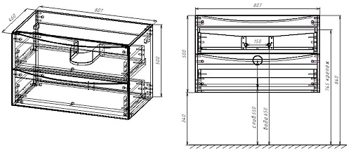 Тумба под раковину Vincea Mia 800 подвесная, 2 выкатных ящика soft close, V.Oak VMC-2MC800VO Тумба под раковину Vincea Mia 800 подвесная, 2 выкатных ящика soft close, V.Oak VMC-2MC800VO