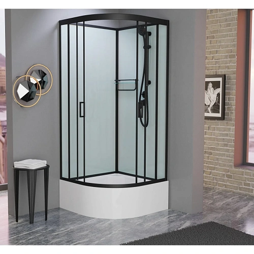 Душевая кабина Frank F400/2 М Black без крыши черный профиль матовое стекло 90x90 20071 Душевая кабина Frank F400/2 М Black без крыши черный профиль матовое стекло 90x90 20071