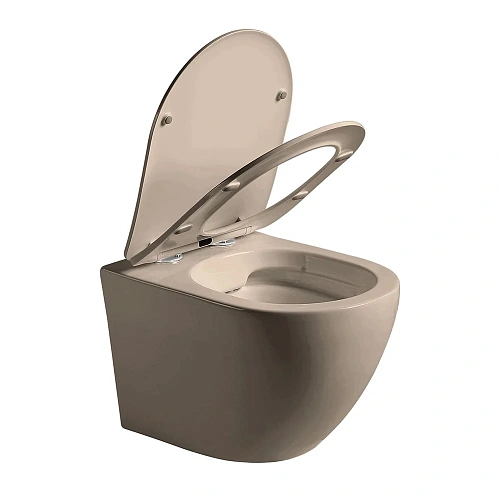 Унитаз подвесной Vincea Globo VT1-14SMC безободковый, цвет капучино мат., ультратонкое сиденье soft- Унитаз подвесной Vincea Globo VT1-14SMC безободковый, цвет капучино мат., ультратонкое сиденье soft-