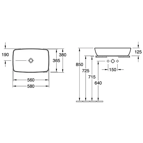 Раковина Villeroy & Boch Artis 4172 58 R1 alpin 417258R1 Раковина Villeroy & Boch Artis 4172 58 R1 alpin 417258R1