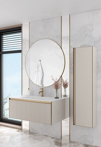 Тумба под раковину Armadi Art QUATRO 1 100CM рифл CASHMERE FUGA профиль MATT GOLD 790-M1-100-CM-RIB-MG Тумба под раковину Armadi Art QUATRO 1 100CM рифл CASHMERE FUGA профиль MATT GOLD 790-M1-100-CM-RIB-MG