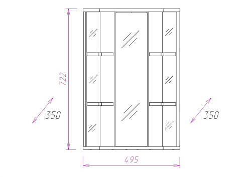 Зеркальный шкаф Onika КРЕДО 35 угловой универсальный 303501 Зеркальный шкаф Onika КРЕДО 35 угловой универсальный 303501