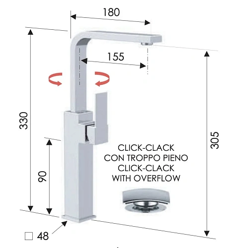 Смеситель для раковины Remer Qubika Q10GL Смеситель для раковины Remer Qubika Q10GL