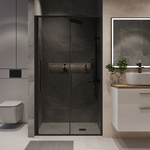 Душевая дверь Niagara Nova NG-85-14TB (140x195) черный матовый, стекло тонированное Душевая дверь Niagara Nova NG-85-14TB (140x195) черный матовый, стекло тонированное