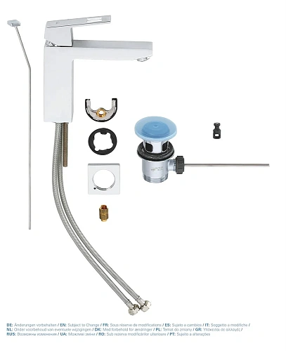 Смеситель для раковины GROHE Eurocube с донным клапаном, хром (23445000) Смеситель для раковины GROHE Eurocube с донным клапаном, хром (23445000)