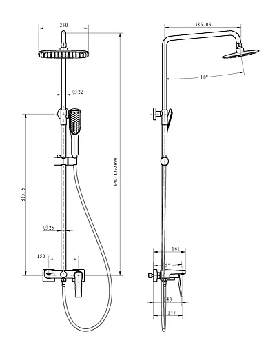 Душевая система Boheme VENTURO белый-золото 388-W Душевая система Boheme VENTURO белый-золото 388-W
