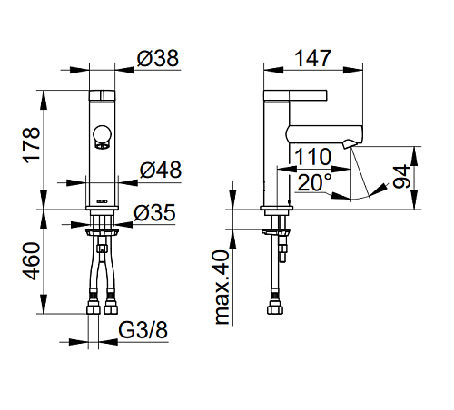 Смеситель для раковины Keuco IXMO 59502371100 Смеситель для раковины Keuco IXMO 59502371100