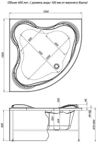 Акриловая ванна Aquanet Flores 150x150 (каркас + смеситель Grohe BauEdge 2511700A) 00203933 + 00199803 + 00240613 Акриловая ванна Aquanet Flores 150x150 (каркас + смеситель Grohe BauEdge 2511700A) 00203933 + 00199803 + 00240613