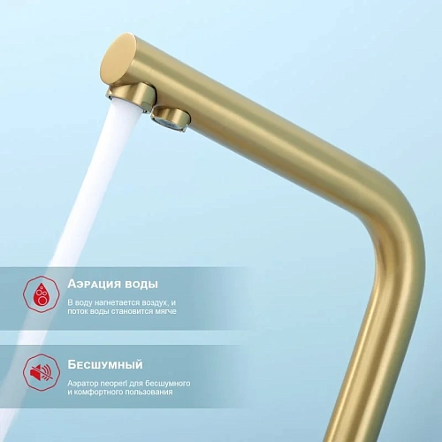 Смеситель для кухни Raglo R81.61.03 с подключением к фильтру, золотой сатин Смеситель для кухни Raglo R81.61.03 с подключением к фильтру, золотой сатин