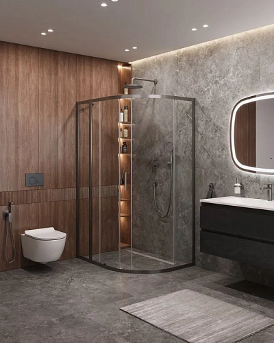 Душевой уголок CEZARES MOLVENO-RH-1-120/90-C-GM-IV цвет профиля оружейная сталь стекло прозрачное 1200x900 мм Душевой уголок CEZARES MOLVENO-RH-1-120/90-C-GM-IV цвет профиля оружейная сталь стекло прозрачное 1200x900 мм