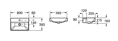 Раковина Roca Oleta накладная 1 отверстие, 600х390 3274C400Y Раковина Roca Oleta накладная 1 отверстие, 600х390 3274C400Y
