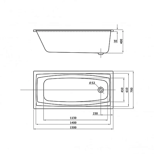 Акриловая ванна BERGES FEYA 150x70 050010 Акриловая ванна BERGES FEYA 150x70 050010