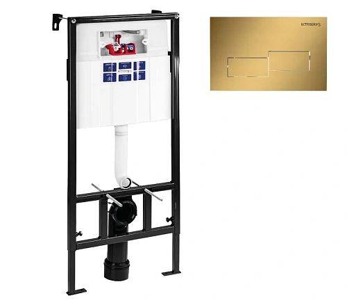 Инсталляция для унитаза BETTOSERB SAVA FIX SLIM SET40006483 с клавишей смыва BRICKS золото матовое Инсталляция для унитаза BETTOSERB SAVA FIX SLIM SET40006483 с клавишей смыва BRICKS золото матовое