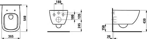 Унитаз подвесной Laufen Palomba 540х360х265, Rimless 8.2080.2.000.000.1 Унитаз подвесной Laufen Palomba 540х360х265, Rimless 8.2080.2.000.000.1