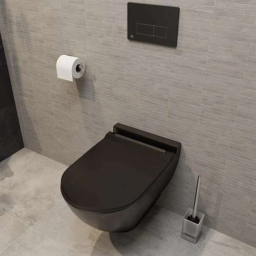 Унитаз подвесной STWORKI Rotenburg SWH52 безободковый , черный , с прямым выпуском , с сиденьем микролифт 4 478156 Унитаз подвесной STWORKI Rotenburg SWH52 безободковый , черный , с прямым выпуском , с сиденьем микролифт 4 478156