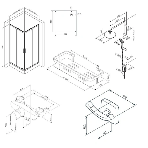 Душевой уголок AM.PM Gem 90х90 WK93EP с душевой системой и аксессуарами, профиль черный матовый, стекло прозрачное Душевой уголок AM.PM Gem 90х90 WK93EP с душевой системой и аксессуарами, профиль черный матовый, стекло прозрачное