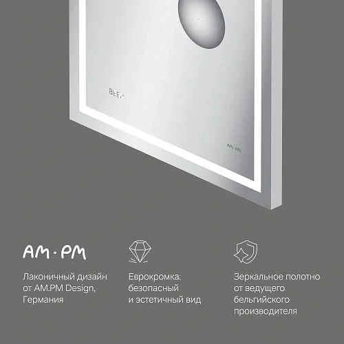 Зеркало AM.PM Gem M91AMOX0553WG с LED-подсветкой, часами 55 см Зеркало AM.PM Gem M91AMOX0553WG с LED-подсветкой, часами 55 см